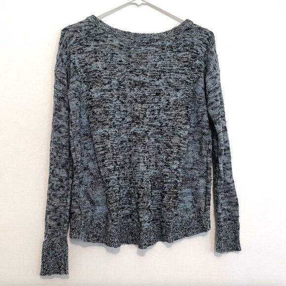 AMERICAN EAGLE Fireside Marled Sweater Blue Navy Blue Gold Metallic Cotton Small - Picture 13 of 16